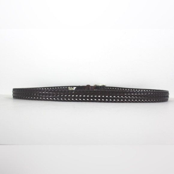 Adjustable Braided Woven Brown Leather Belt Silver Buckle Vintage Distressed - Picture 8 of 9